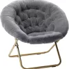 Milliard Cozy Chair/Faux Fur Saucer Chair for Bedroom/X-Large,25D x 38W x 34H in (Grey)