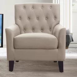 Rosevera Keene Living Room Modern Arm Chair, Textile Beige