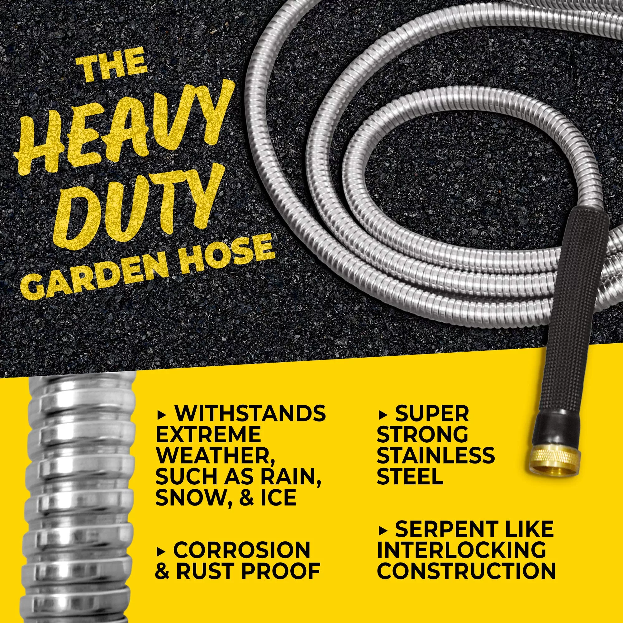 Bionic Steel PRO Garden Hose 50 Ft, 304 Stainless Steel Metal Water Hose 50Ft, 500 PSI - 2023 Model