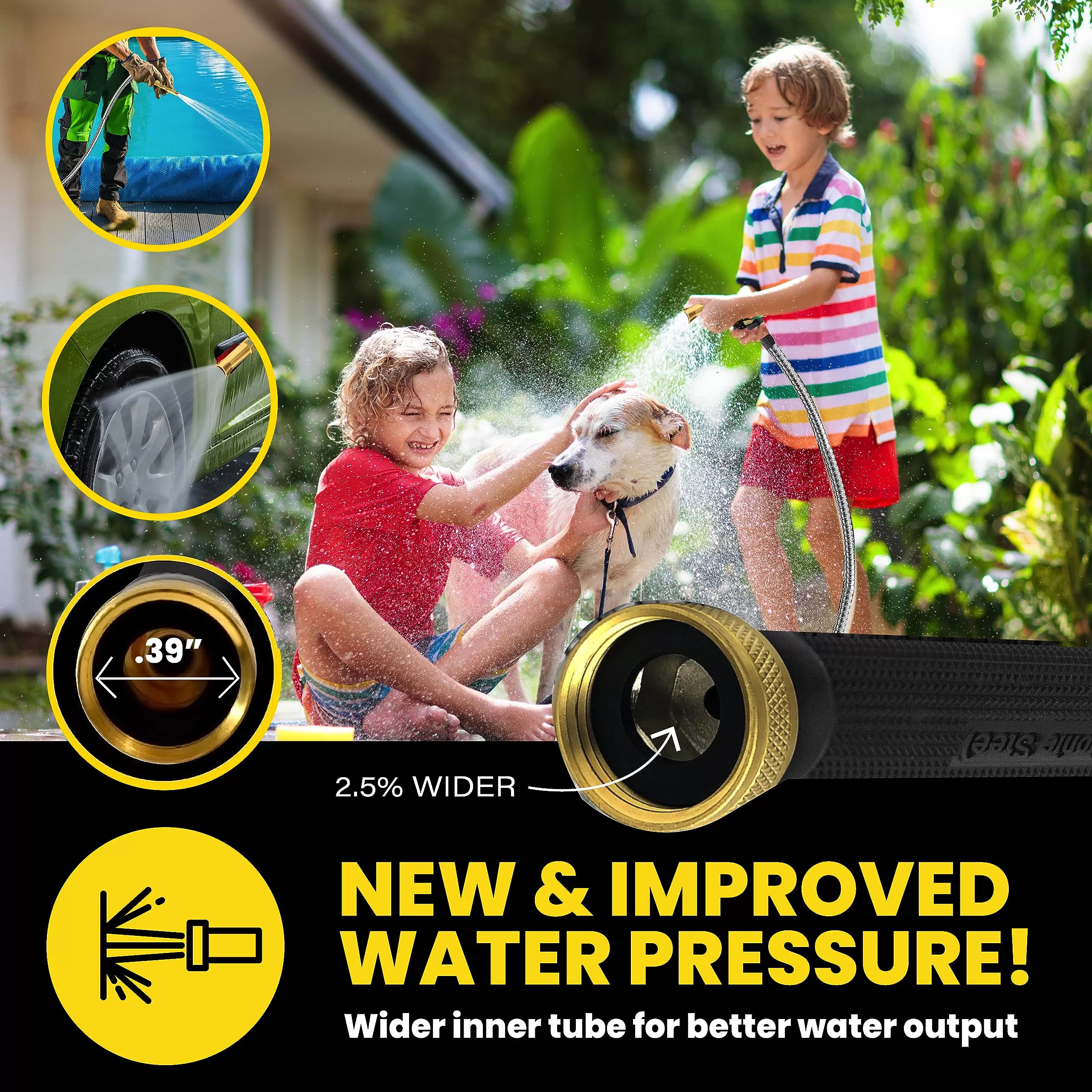 Bionic Steel PRO Garden Hose 50 Ft, 304 Stainless Steel Metal Water Hose 50Ft, 500 PSI - 2023 Model