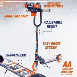 Nerf Blaster Scooter 2.0, Shoots Nerf Darts, 2 Wheels, Outdoor Fun, Boys and Girls Ages 8+