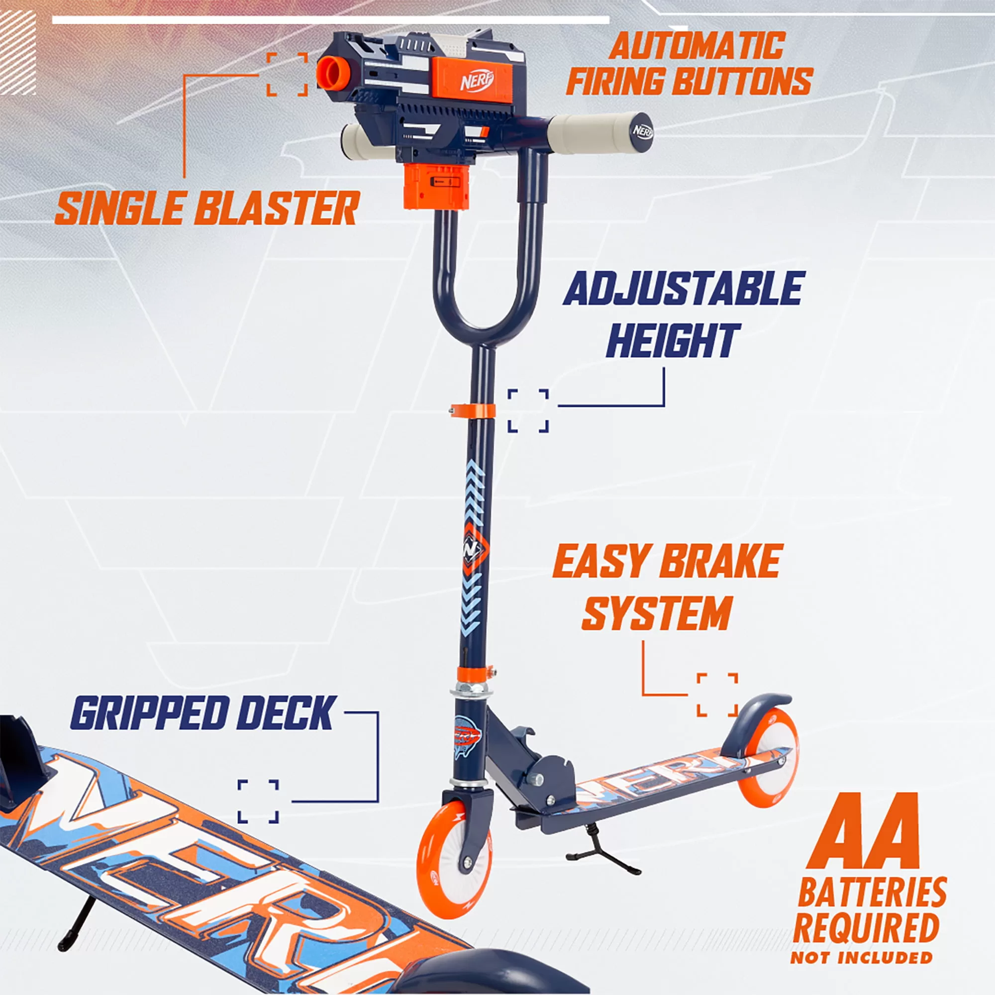 Nerf Blaster Scooter 2.0, Shoots Nerf Darts, 2 Wheels, Outdoor Fun, Boys and Girls Ages 8+