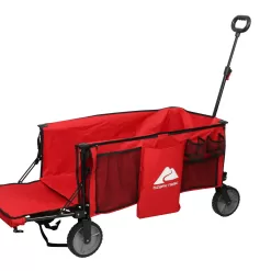 Ozark Trail Camping Utility Wagon with Tailgate & Extension Handle, Red