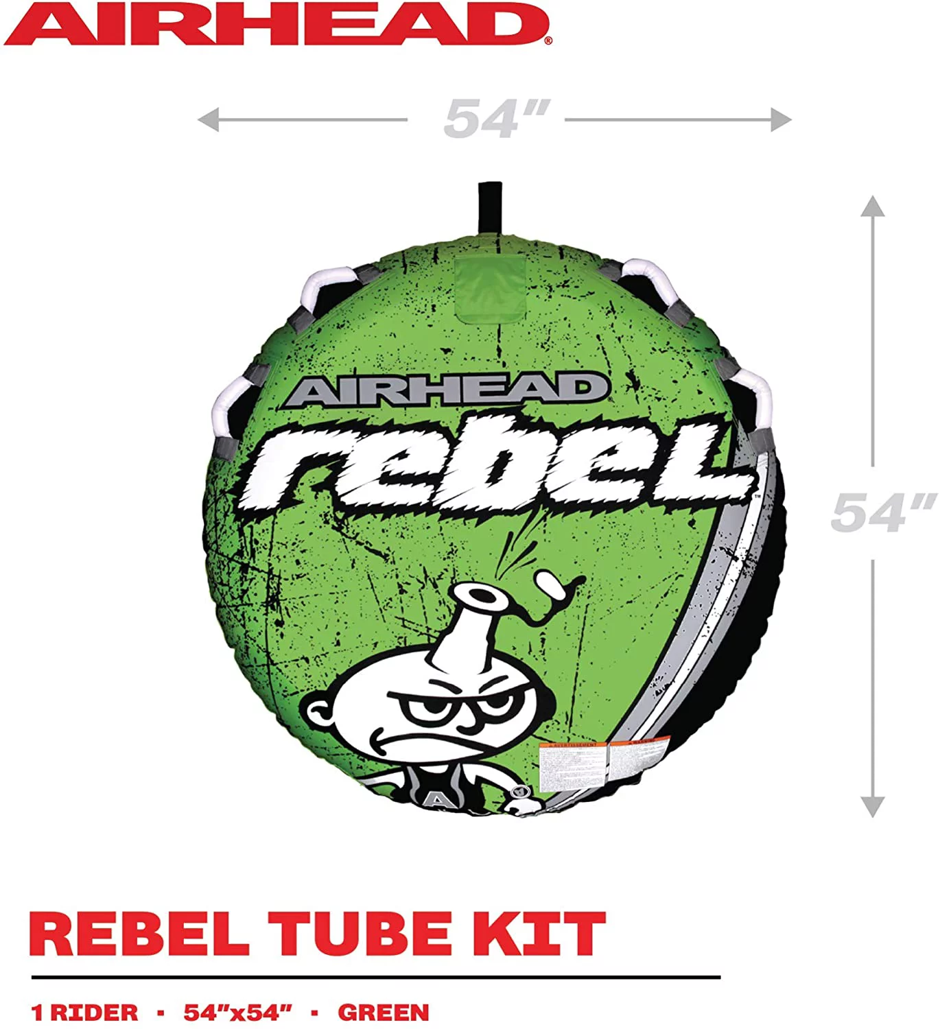 Airhead Rebel Towable Boat Tube Float Kit with Rope & Pump, Heavy-Duty Nylon, Green - Image 5