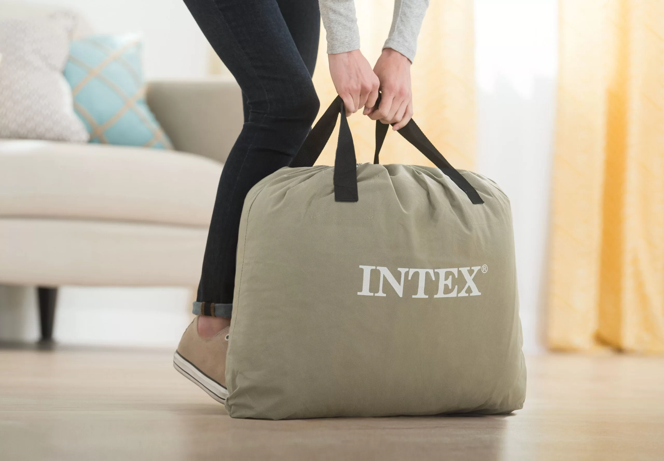 Intex 15" Essential Rest Dura-Beam Airbed Mattress with Internal Pump Included - Queen