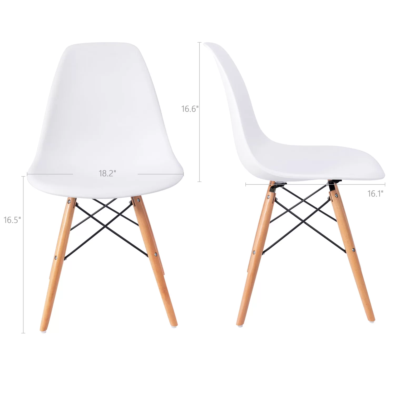Lacoo Pre-Assembled Mid Century Modern Dining Chairs, Set of 4, Multiple Colors