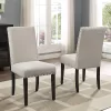 Roundhill Furniture Biony Tan Fabric Dining Chairs with Nailhead Trim, Set of 2, Brown, Tan