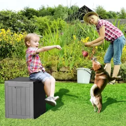 YITAHOME 30 Gallon Deck Box, Outdoor Storage Box (Black)