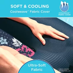 Aqua Campania Ultimate 2-in-1 Pool Float Lounge – Extra Large – Inflatable Pool Floats for Adults with Adjustable Backrest & Cupholder Caddy – Navy Hibiscus