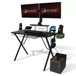 Atlantic Professional Gaming Desk Pro (Black or White), with Built-in Storage, Metal Accessory Holders and Cable Slots