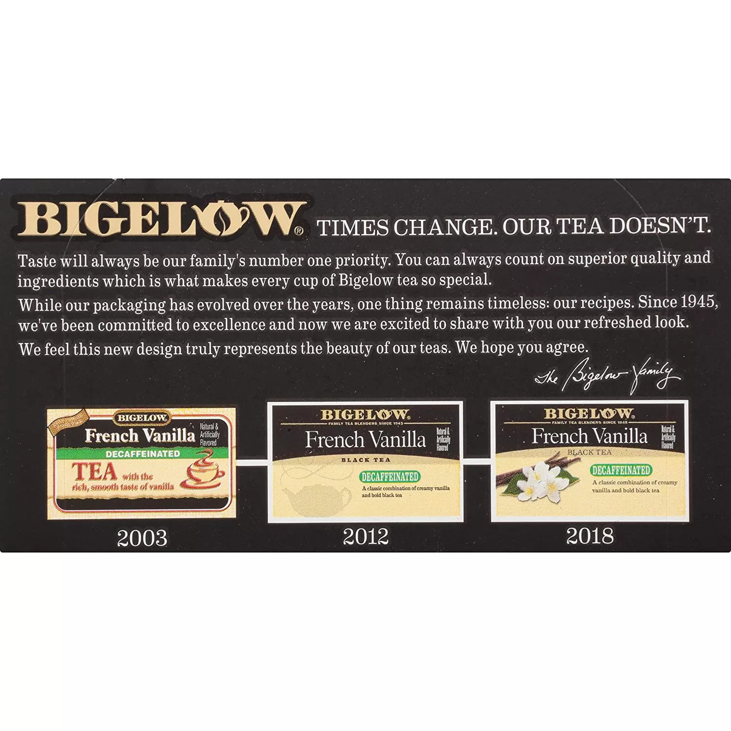 Bigelow Decaffeinated French Vanilla Black Tea Bags, 20 Count Box (Pack of 6)
