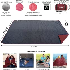Brawntide Large Outdoor Waterproof Blanket - Quilted, Extra Thick Fleece, Warm