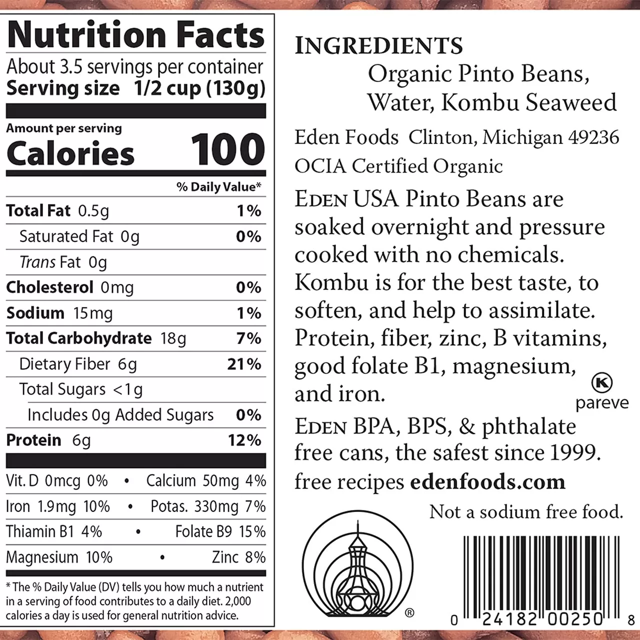 Eden Organic Pinto Beans, 15 oz Can (12-Pack)