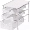 Simple Houseware Stackable 3 Tier Sliding Basket Organizer Drawer, White