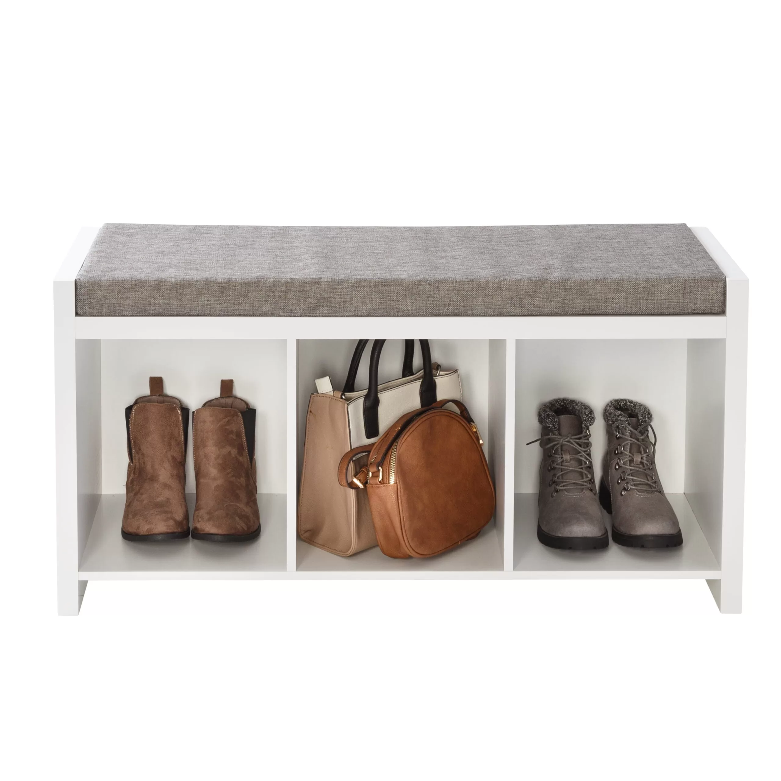 Honey-Can-Do 3 Cube Storage Bench, White