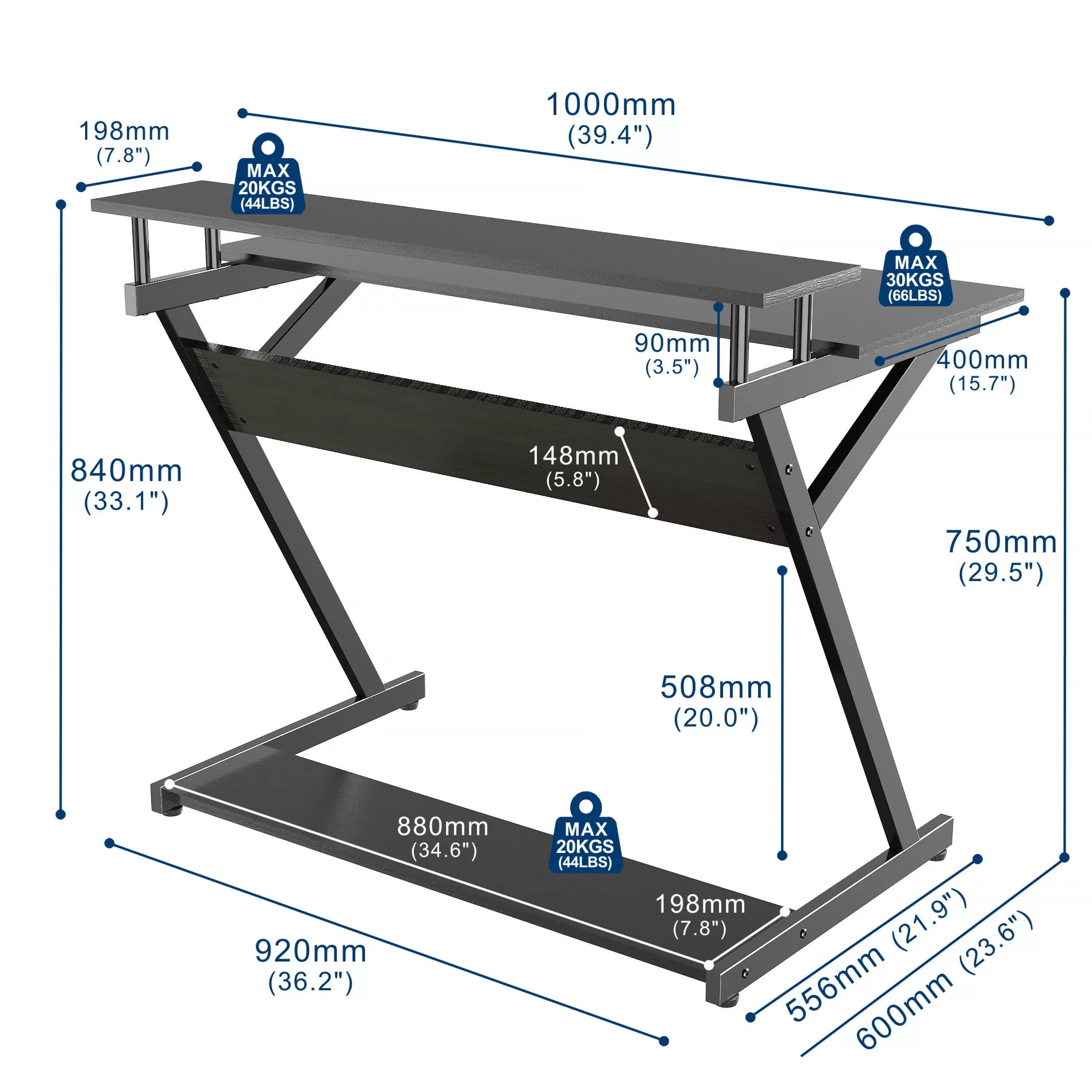 FITUEYES Computer Desk for Small Spaces, Study Writing Desk with Monitor for Corner