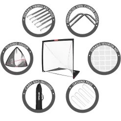NET PLAYZ 6 x 6 x 6 Feet Lacrosse Goal Fast Install, Fiberglass Frme, Lightweight, Foldable, Portable, Carry Bag Included, Black
