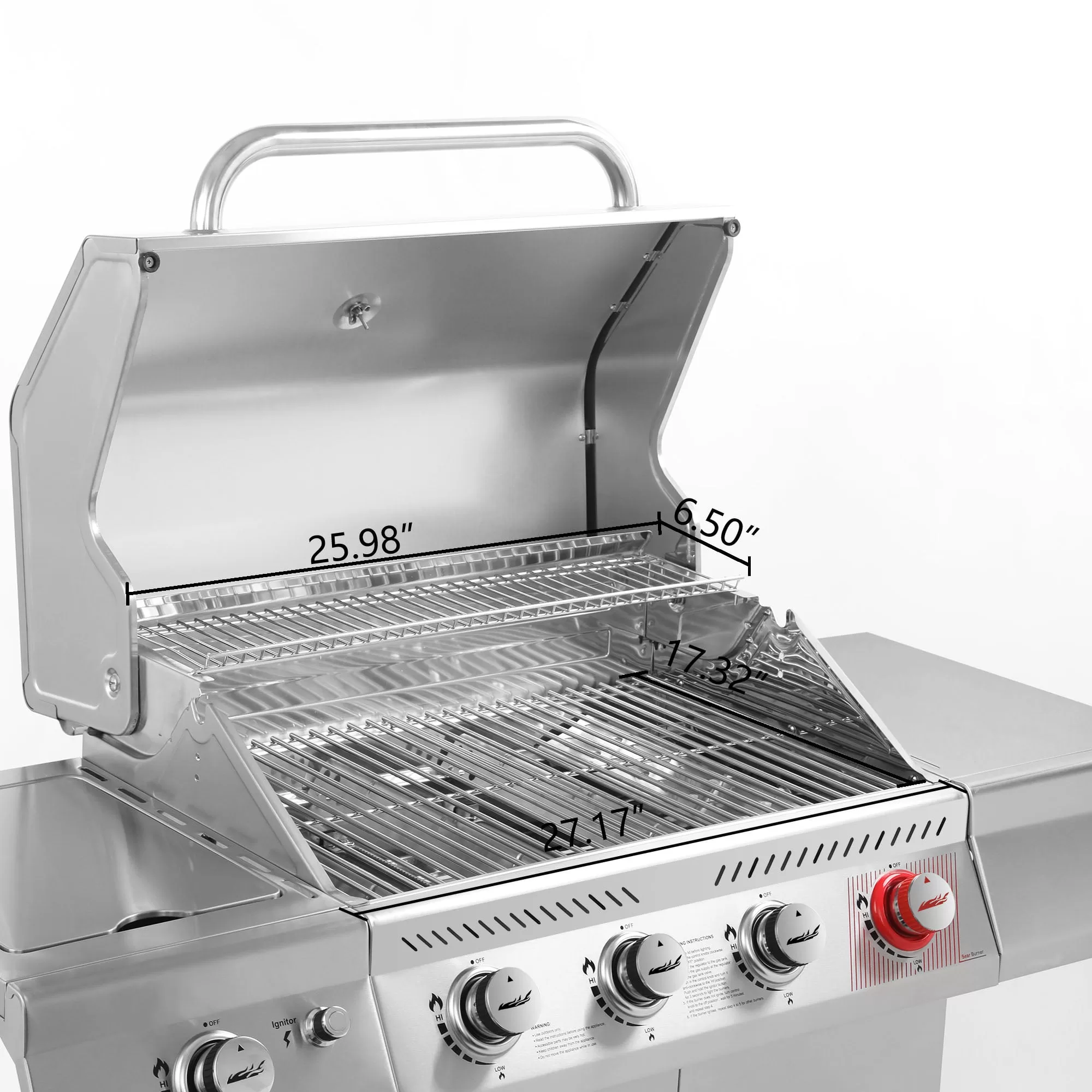 Royal Gourmet GA4402S Stainless Steel 4-Burner BBQ Cabinet Style Gas Grill with Sear Burner and Side Burner Silver