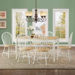 Better Homes and Gardens Autumn Lane Windsor Solid Wood Dining Chairs, White and Oak (Set of 2)