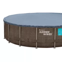 Summer Waves 18 ft Dark Double Rattan Crystal Vue Elite Frame Pool, Round, Ages 6+, Unisex