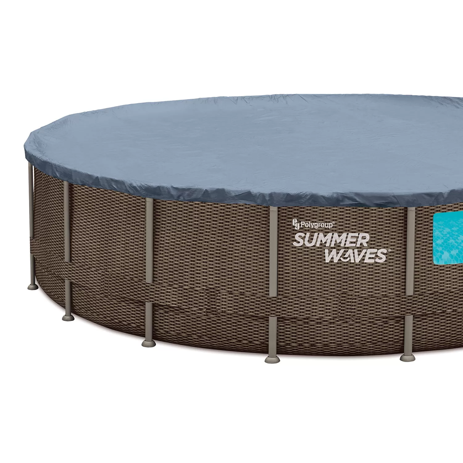 Summer Waves 18 ft Dark Double Rattan Crystal Vue Elite Frame Pool, Round, Ages 6+, Unisex
