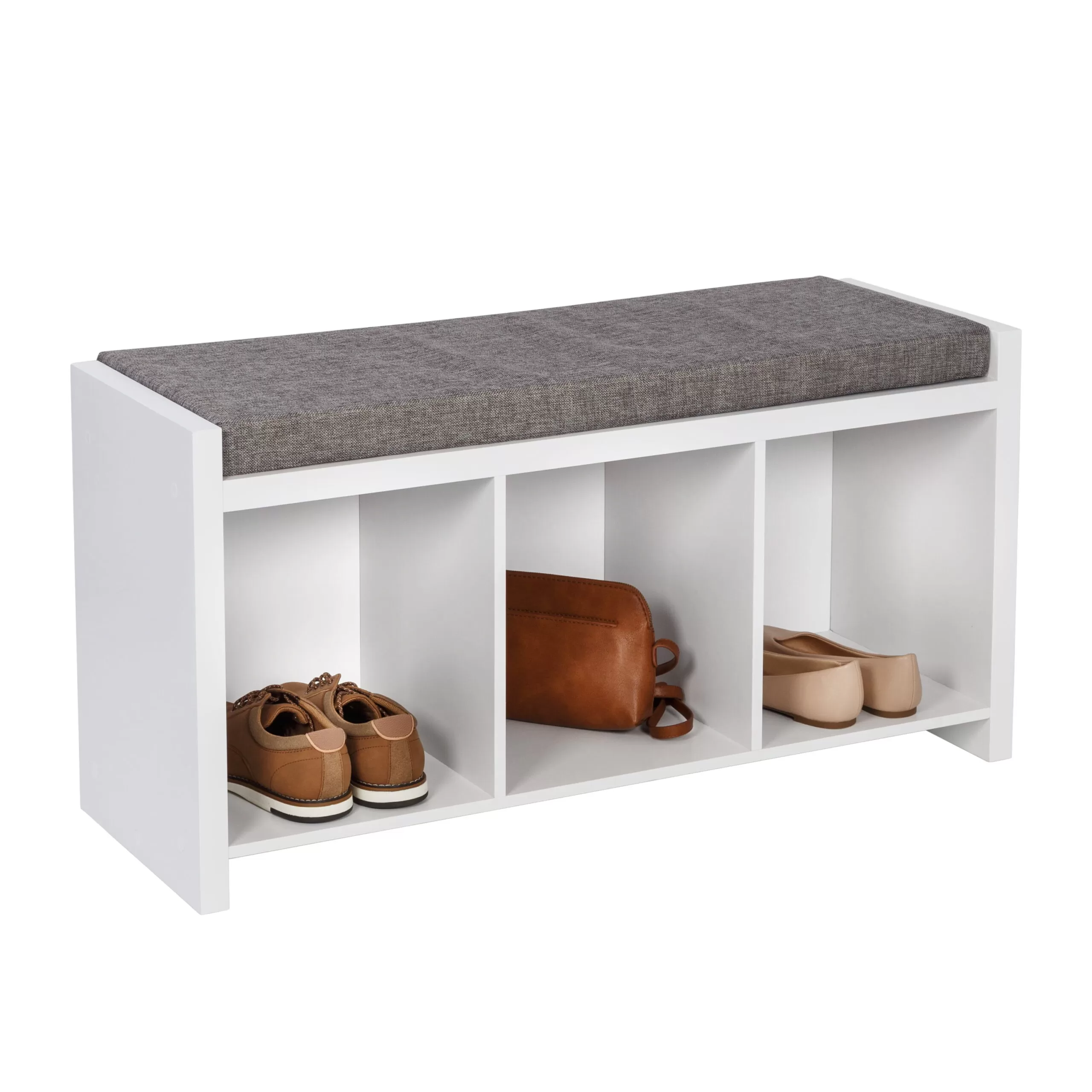 Honey-Can-Do 3 Cube Storage Bench, White