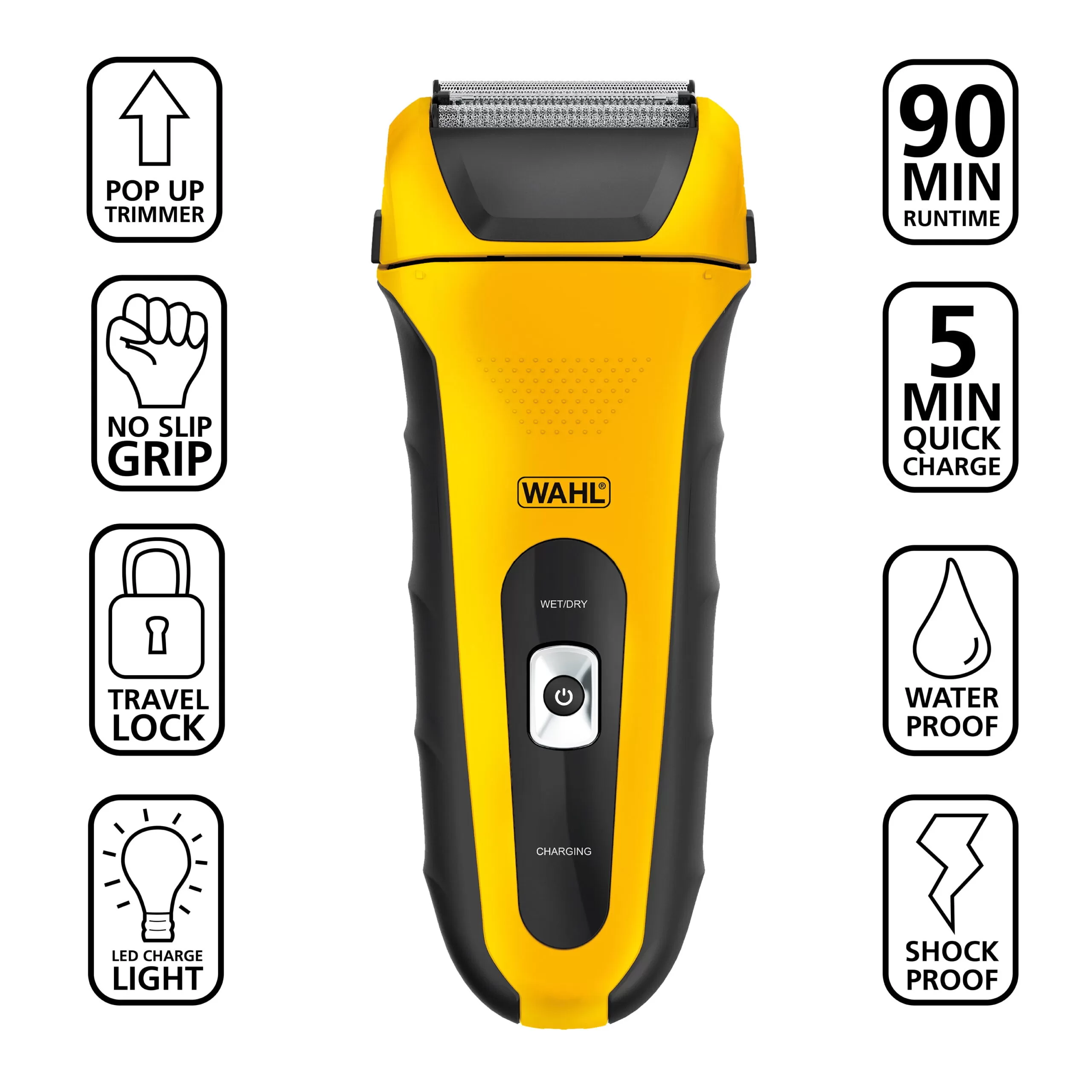 Wahl LifeProof Foil Shaver for Men, Electric Shaver, Rechargeable WaterProof Wet/Dry Lithium ion with Precision Trimmers