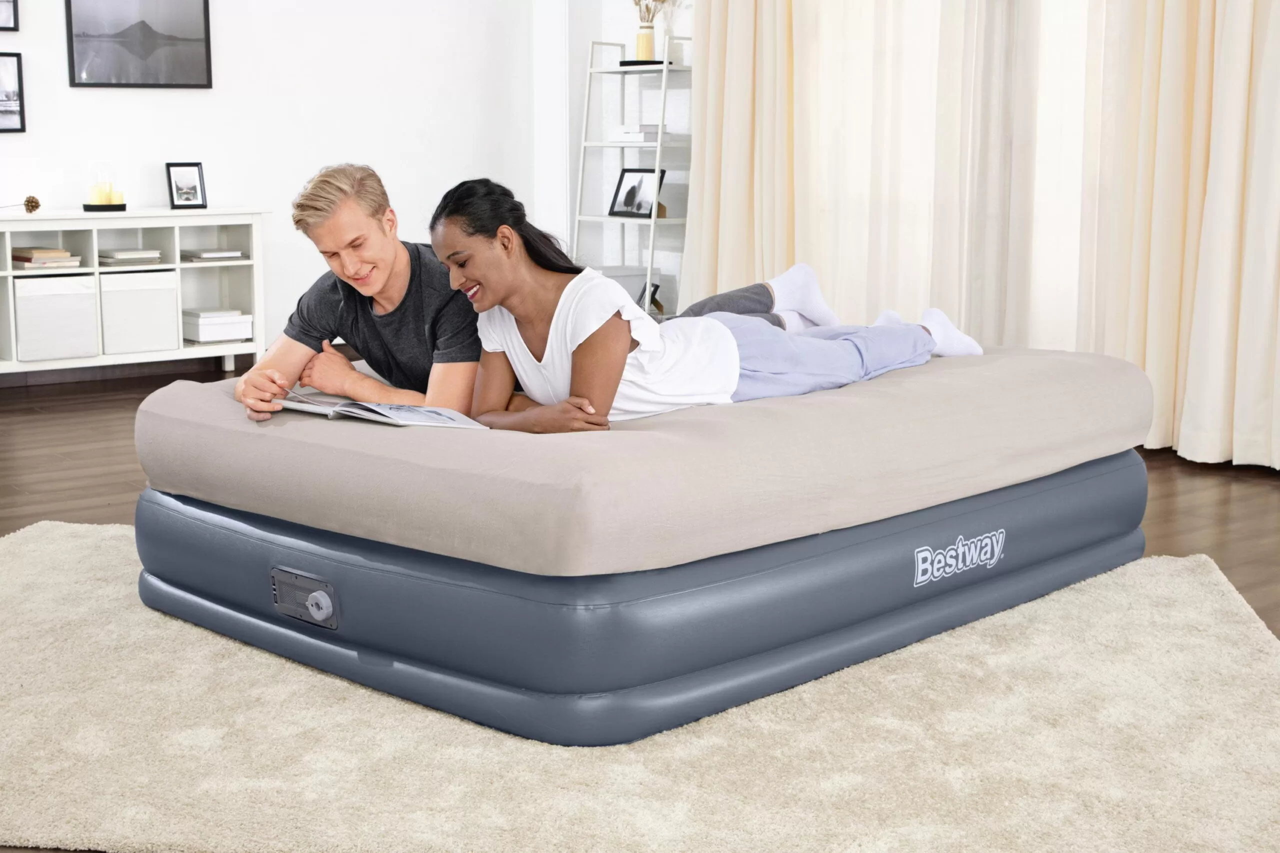 Ozark Trail Tritech QuadComfort 18" Air Mattress Antimicrobial Coating with Built-in AC Pump, Queen