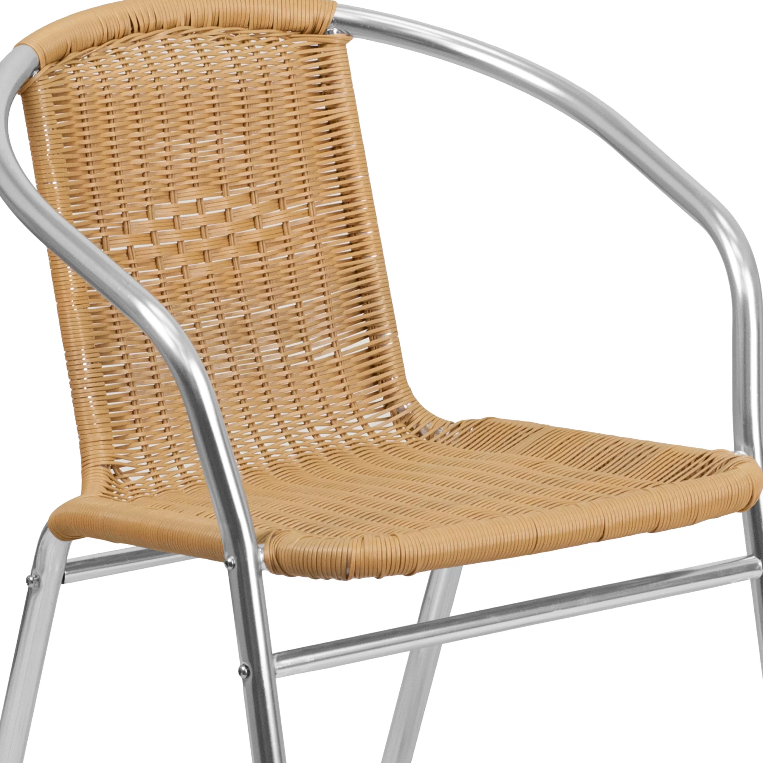 Flash Furniture Commercial Aluminum and Beige Rattan Indoor-Outdoor Restaurant Stack Chair