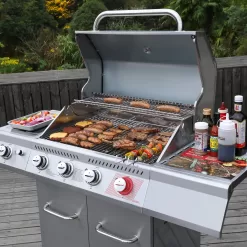Royal Gourmet GA4402S Stainless Steel 4-Burner BBQ Cabinet Style Gas Grill with Sear Burner and Side Burner Silver