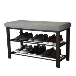 Simplify Entryway Bench with 2 Tier Shoe Storage in Grey