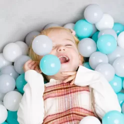 Nuby Grey Velvet Ball Pit with 200 Aqua, White, & Grey Balls
