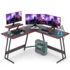Vineego 51 Inch L-Shaped Gaming Desk Computer Corner Desk PC Gaming Desk Table with Large Monitor Riser Stand,Black