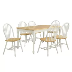 Better Homes and Gardens Autumn Lane Windsor Solid Wood Dining Chairs, White and Oak (Set of 2)