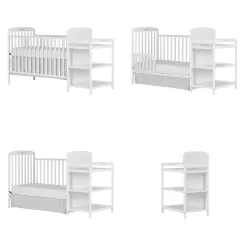 Dream On Me Anna 4-in-1 Full Size Crib and Changing Table Combo in White