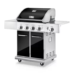 Heavy-Duty 5-Burner Propane Gas Grill - Stainless Steel Grill, 4 Main Burner with 1 side burner, 52,000 BTU Grilling Capacity - NutriChef NCGRIL2