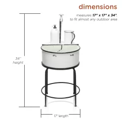 Alpine Corporation Antique Vintage Sink Metal Fountain & Stand, 34 Inch Tall