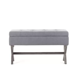 Boraam Angelina Button Tufted Storage Bench - Gray
