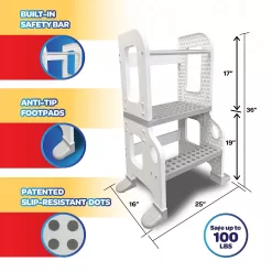 CORE PACIFIC Kitchen Buddy 2-in-1 Stool for Ages 1-3 safe up to 100 lbs.