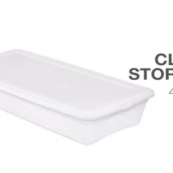 Sterilite 41 Qt Storage Box Clear Base White Lid Set of 6