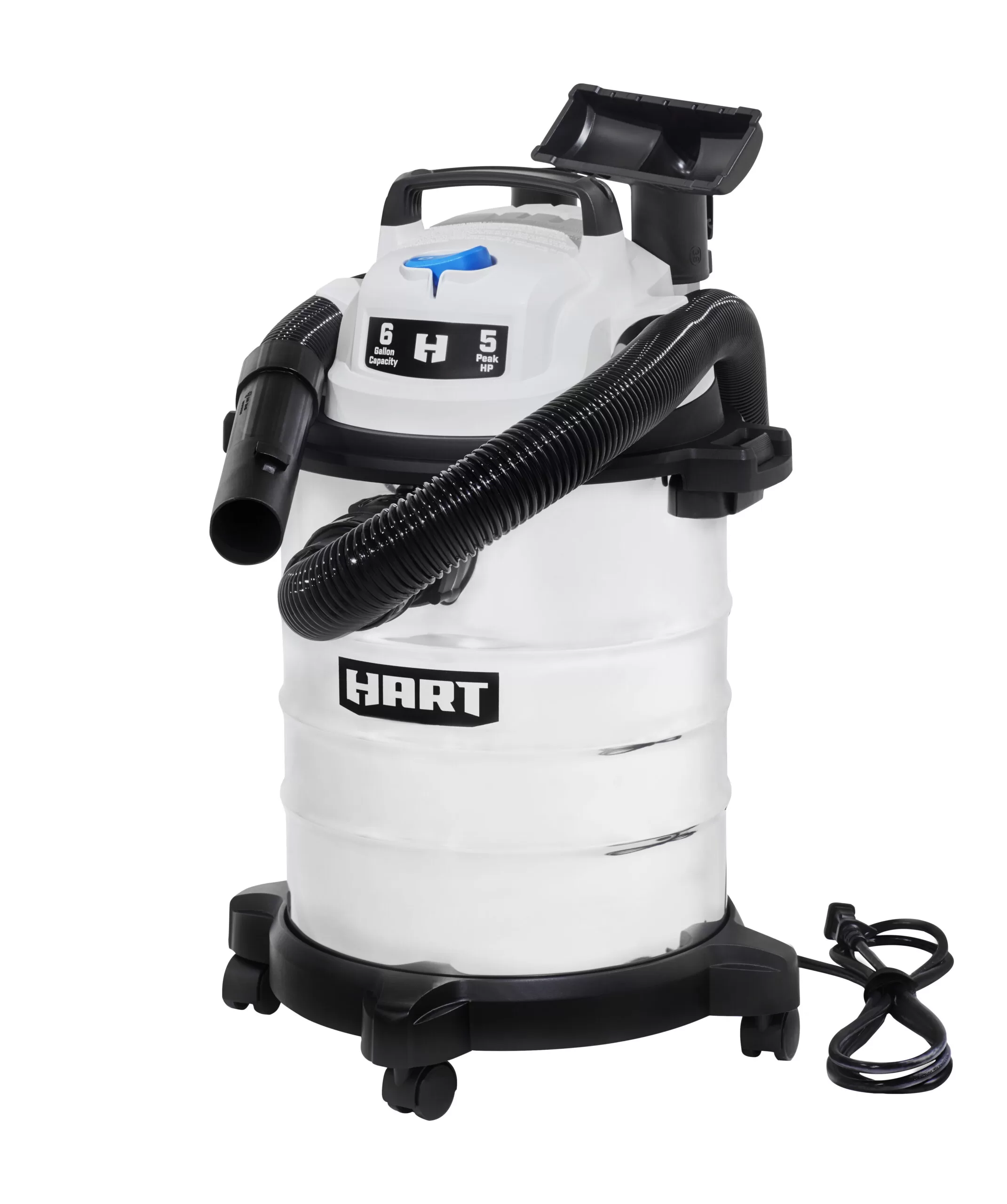 HART 6 Gallon 5 Peak HP Stainless Steel Wet/Dry Vacuum with Cartridge Filter, VOC608S 3702