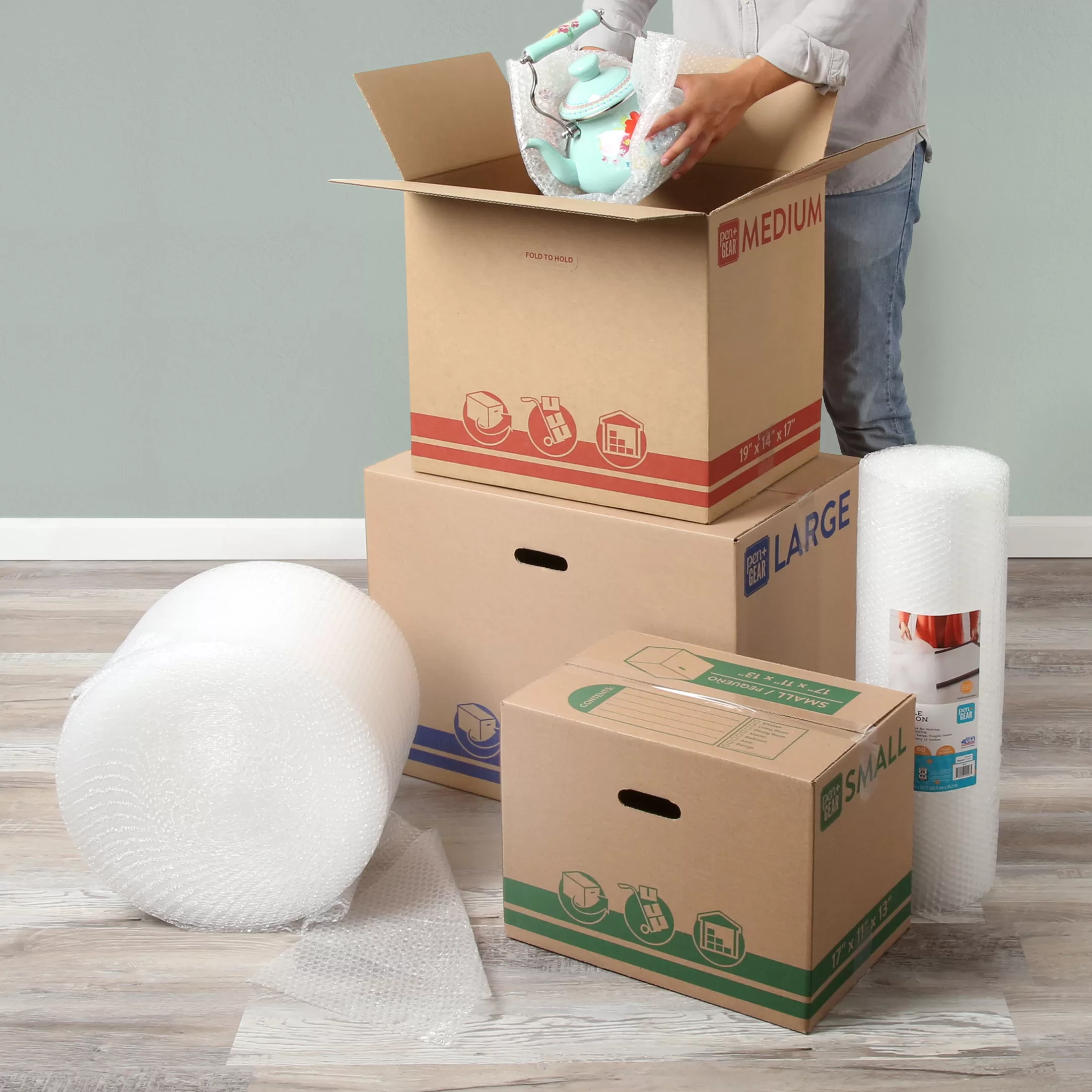 Pen+Gear Large Recycled Moving and Storage Boxes, 24" L x 16" W x 19" H, Kraft, 25 Count