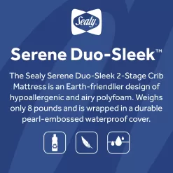 Sealy Serene Duo Sleek 2-Stage, Sustainable Fiber Foam, Crib & Toddler Mattress, 6 inch