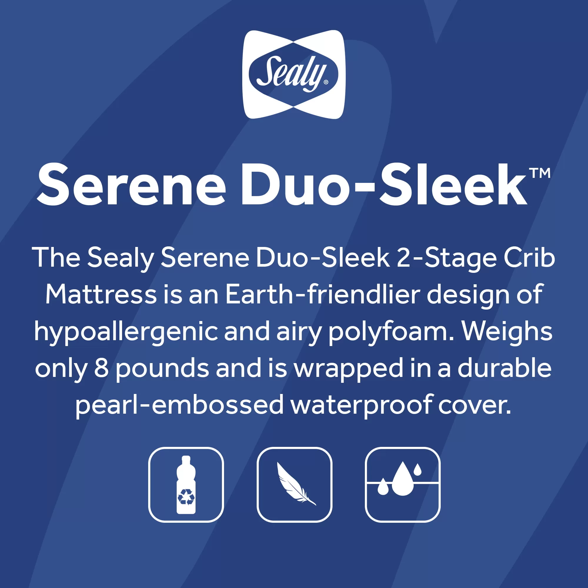 Sealy Serene Duo Sleek 2-Stage, Sustainable Fiber Foam, Crib & Toddler Mattress, 6 inch