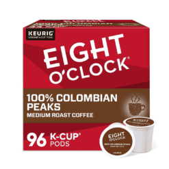Eight O'Clock Coffee Colombian Peaks Single-Serve Keurig K-Cup Pods, Medium Roast Coffee Pods, 24 Count (Pack of 4)