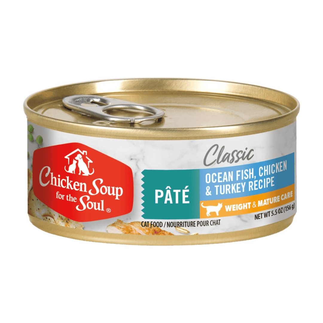 Chicken Soup for the Soul Pet Food - Weight & Mature Care Cat Food - Chicken & Turkey Pate, Soy, Corn