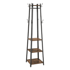 VASAGLE ALINRU Coat Rack with 3 Shelves, Stand with Hooks