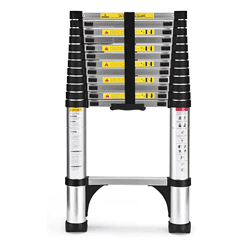Telescoping Ladder, SocTone 12.5 FT Aluminum Lightweight Extension Ladder with 2 Triangle Stabilizers, Heavy Duty 330lbs Max Capacity