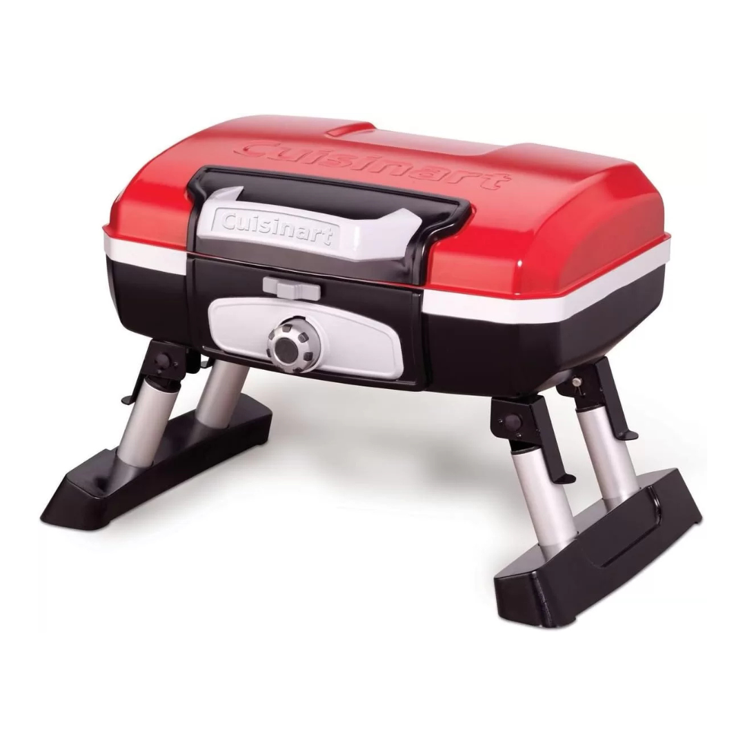 Cuisinart CGG-180T Petit Gourmet Portable Tabletop Propane Gas Grill, Red 17.6 x 18.6 x 11.8-Inch