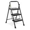 HBTower 3 Step Ladder, Folding Step Stool, Black
